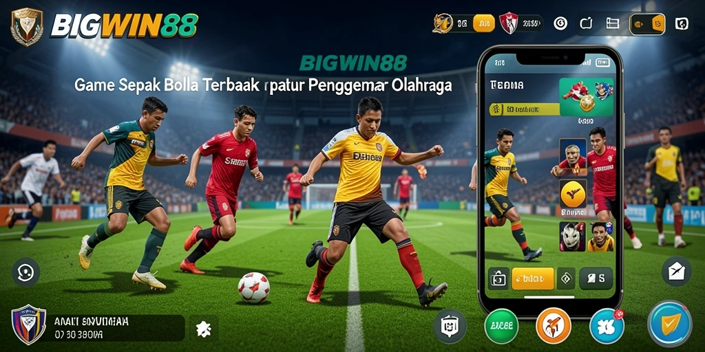 Tampilan gameplay BIGWIN88 dengan tim sepak bola yang beraksi.