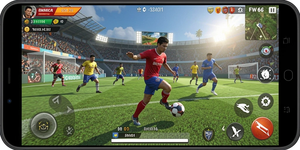 Screenshot FW66 menunjukkan aksi seru dalam permainan olahraga.
