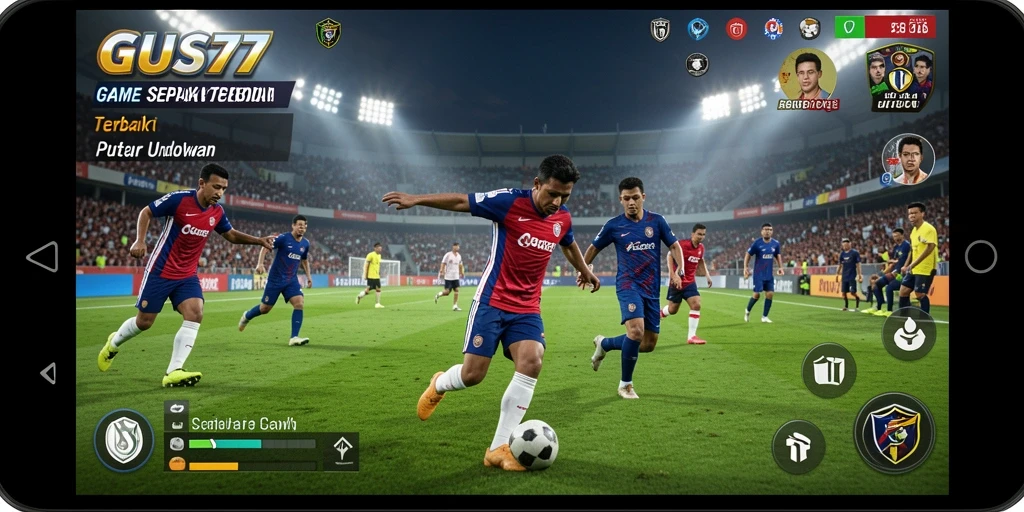 Tampilan menarik dari gameplay sepak bola di GUS77.
