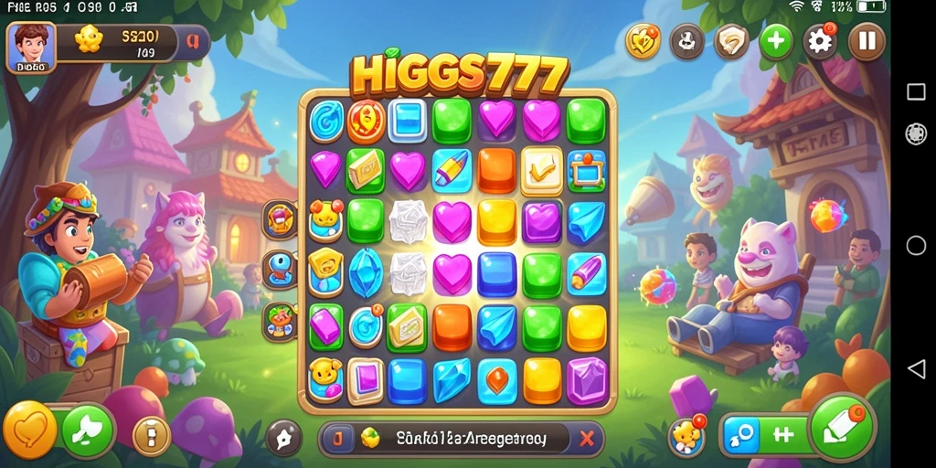 Screenshot HIGGS777 menampilkan gameplay seru dari tantangan Match-3.