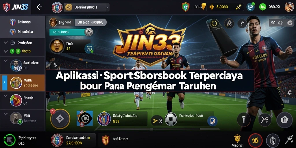 Menampilkan antarmuka aplikasi JIN33 dengan pilihan taruhan olahraga.