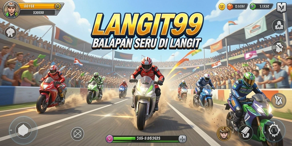 Tampilan gameplay LANGIT99 yang mendebarkan di trek balapan.
