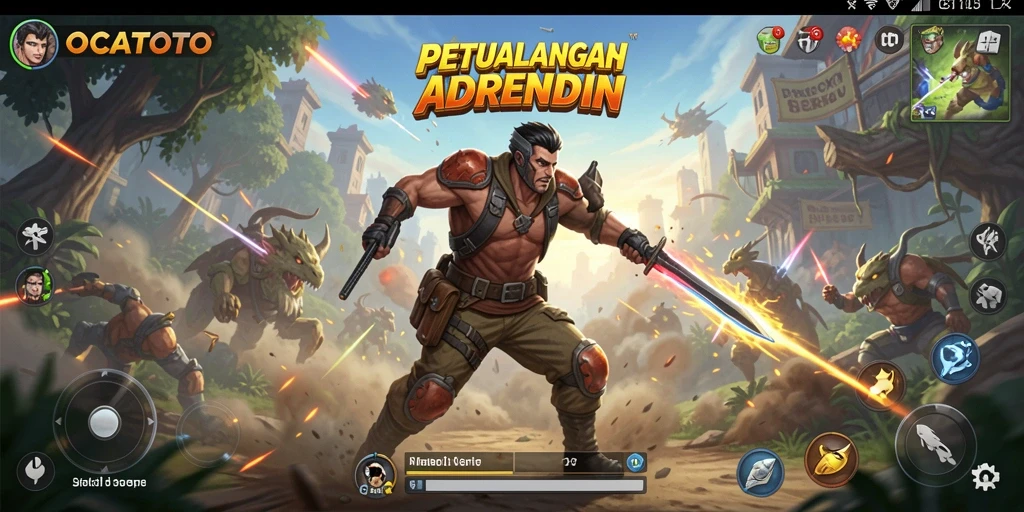 Screenshot OCATOTO menampilkan karakter dalam pertempuran yang mendebarkan.