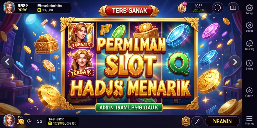 Screenshot utama gameplay RR89 menampilkan gulungan slot dengan simbol menarik.