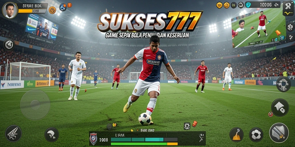Screenshot gameplay SUKSES777 menampilkan aksi seru dalam pertandingan sepak bola.