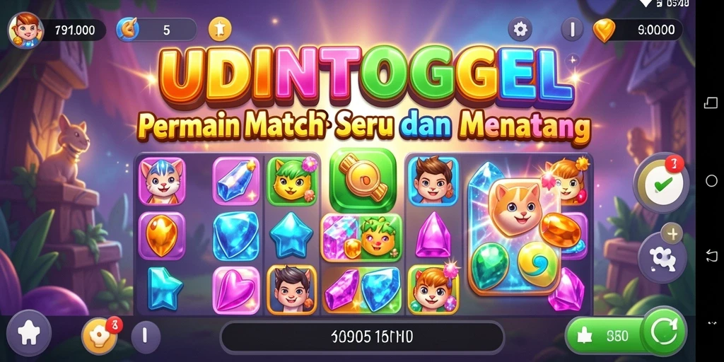 Tampilan gameplay menarik dari UDINTOGEL saat mencocokkan objek berwarna-warni.